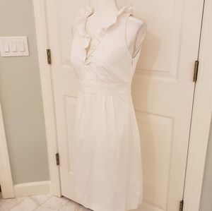 London Times White Ruffle Midi Dress 8